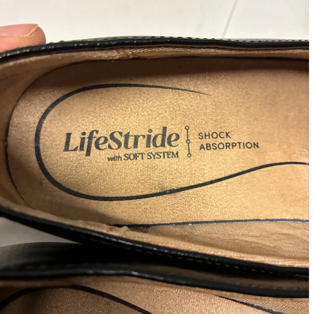 LifeStride Isabelle Wedge Loafers Slip On Shoes Womens 11M Black Comfort Office